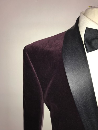 TED BAKER - Mens Slim Fit BURGUNDY VELVET TUXEDO JACKET - 46 Reg - WORN TWICE - Picture 3 of 8