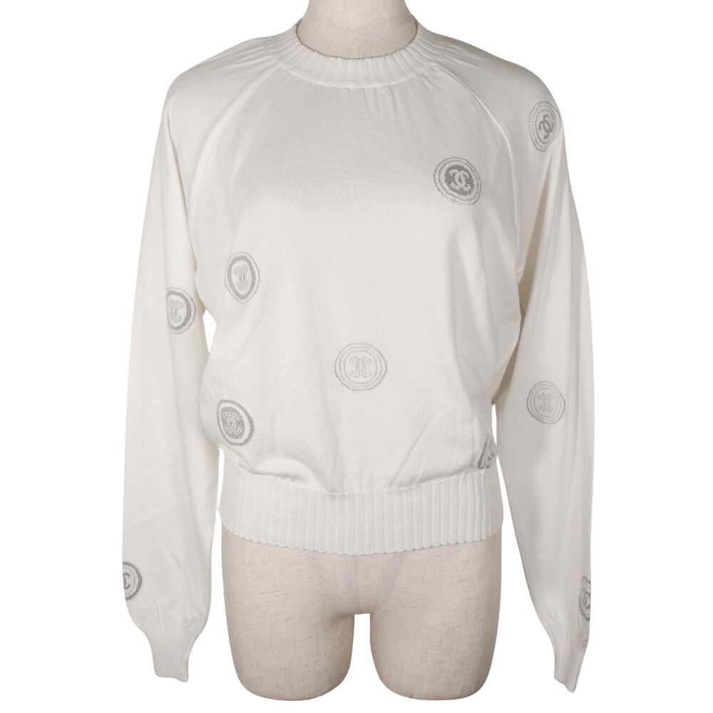 CHANEL - 【CHANEL】シャネル ココマーク 01P P17664V00938 コットン 白 レディース セーター CHANEL COCO Mark sweater P17664V00938 01P White cotton Women