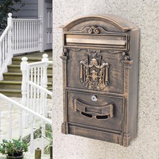 European Retro Wall-mounted Mailbox Security Vintage Mail Drop Box W/ Lock
