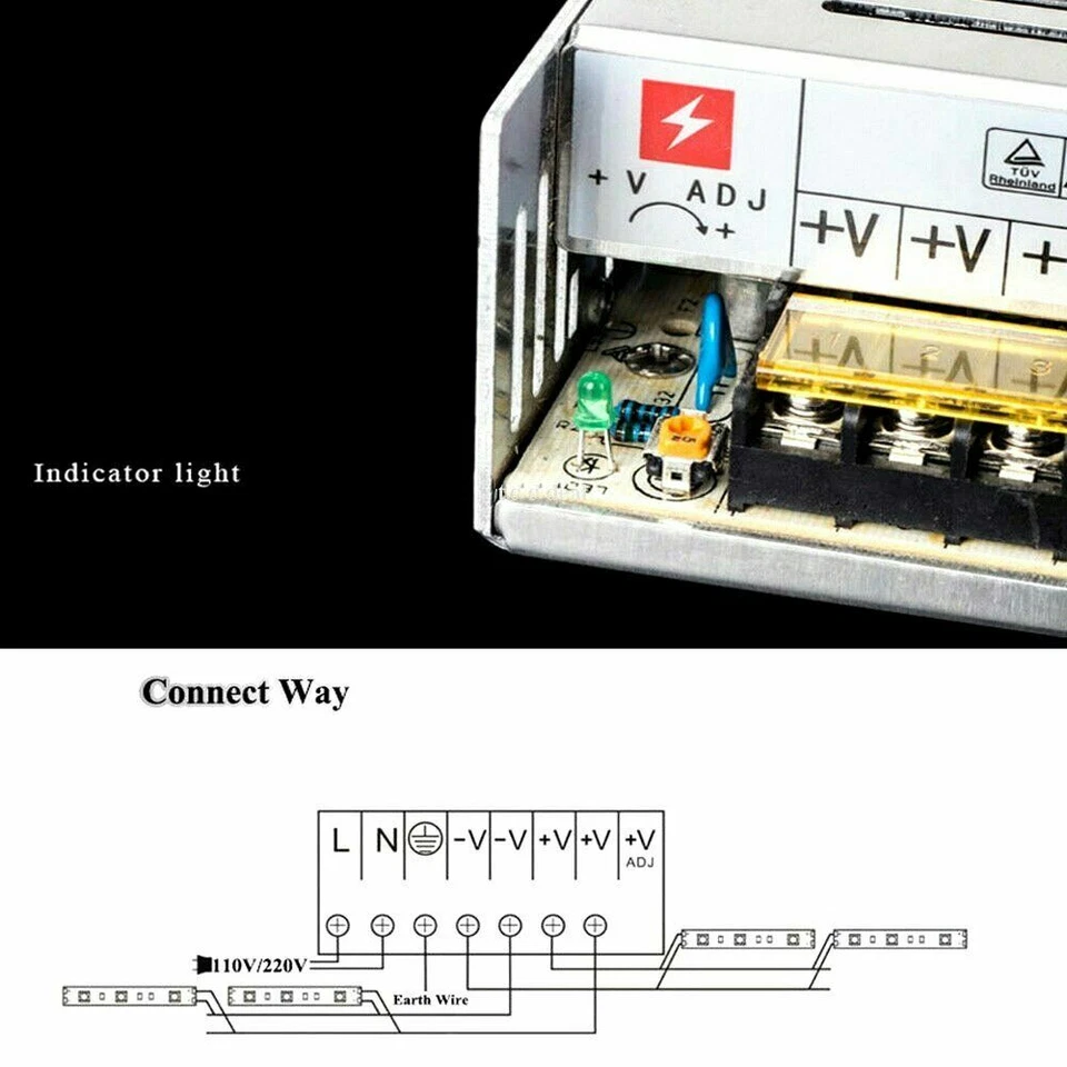 Adaptador de fuente de alimentación conmutadora de CA a CC 12V 60A 720W módulo de luz LED controlador Foto 4 de 4