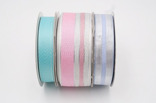 Craft DIY Gift Wrap Ribbon Set 1.5" 3/4", 3/8" YD Fancy Metallic Pink & Purple - Picture 3 of 5