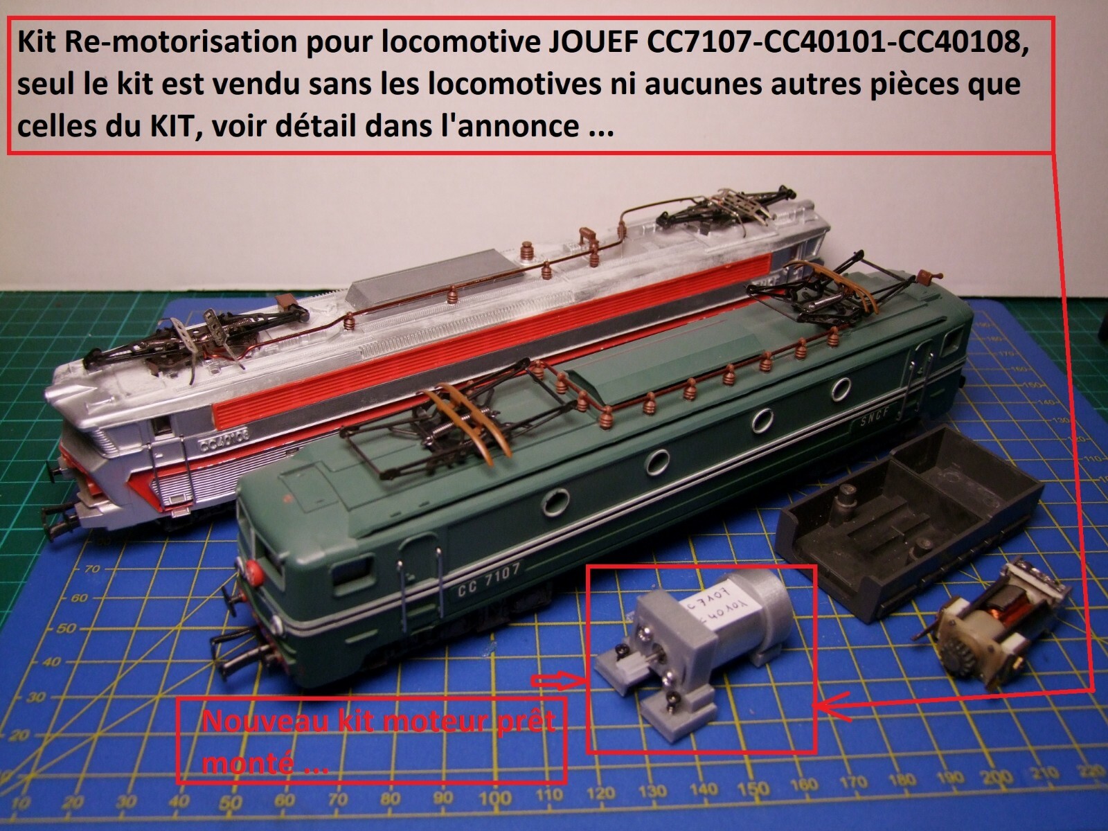Kit motorisation Jouef HO pour CC7107 et CC40101 avec châssis à 8 roues motrices