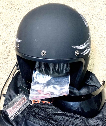 Daytona Helmets Motorcycle 3/4 Shell Helmet Skull Cap, Large, Dull Black Love It - Bild 5 von 10