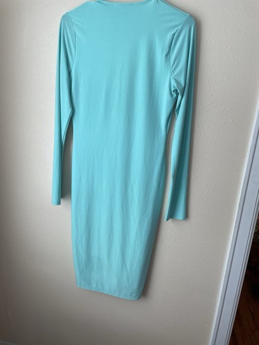 Mode Nova Midi Türkis V-Ausschnitt Bodycon Kleid Größe L Neu ohne Etikett - Bild 4 von 4
