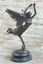 Signed: Cesaro, BRONZE ART NOUVEAU ANGEL FAIRY SCULPTURE FIGURE Hot Cast Decor