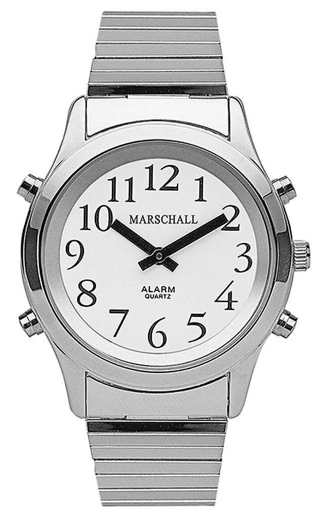 Marshal ♂ Talking Watch Stainless Steel, Silver-Coloured Ø 39 mm Alarm