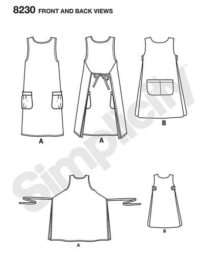 SEWING PATTERN Womans Full Coverage Apron - Wrap Around Pockets Easy Simple 8230 - Zdjęcie 2 z 3