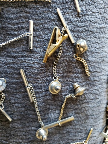 Lot of 25 Cufflink lapel pin tie tack lot pieces posts chains multi tones ou8 - Picture 5 of 6