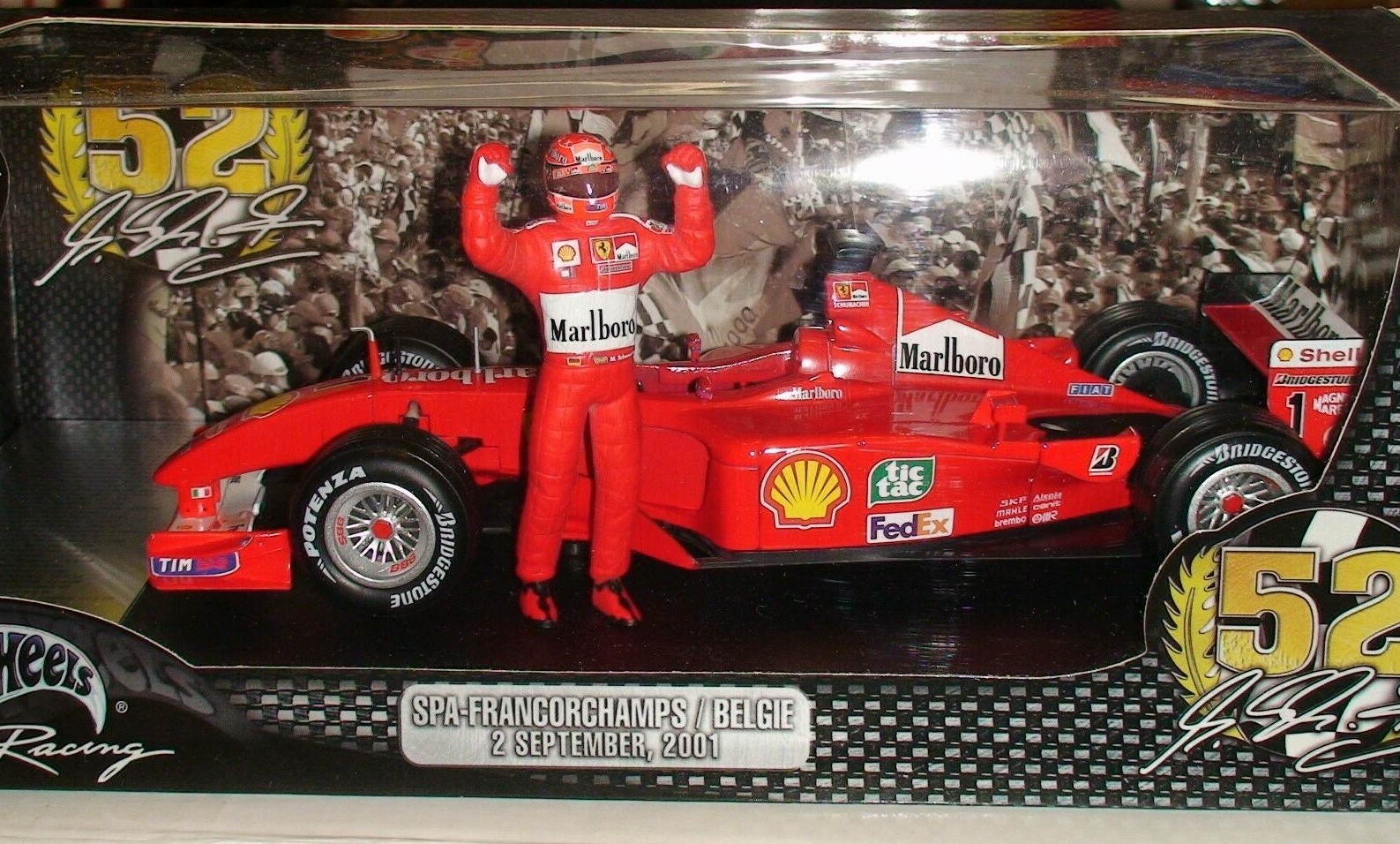 1 18 HotWheels Michael Schumacher Ferrari F2001-52 vainqueur Spa avec MARLBor livrée 1 18 HotWheels HotWheels HotWheels Michael Schumacher Ferrari F2001-52 vainqueur Spa avec MARLBor livrée 326c35