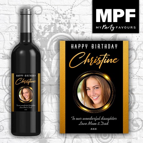 Personalised Birthday Wine Champagne Bottle Label 18th, 21st, 30th, 40th,  50th