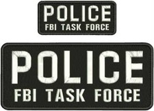 Fugitive Task Force AGENT embroidery patches 4x10 and 2x5 hook all black tan