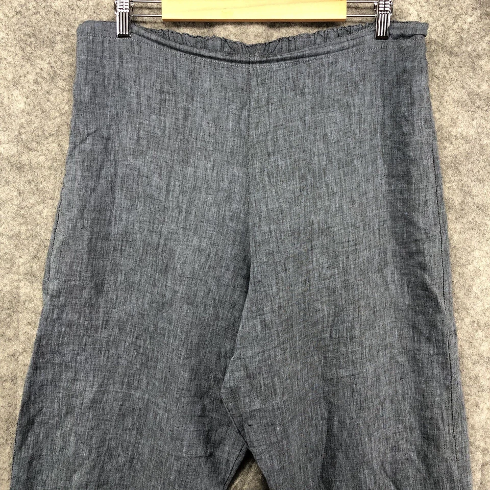 Pantalones de lino Bryn Walker para mujer XL recortados pierna ancha Lagenlook frente plano tirar Foto 2 de 4