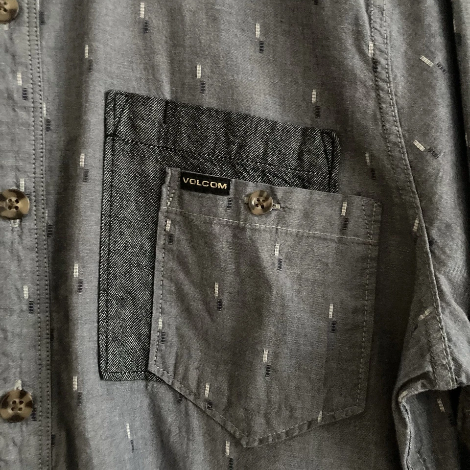 Camicia uomo Volcom Chambro manica lunga con bottoni taglia M skater surf casual - Immagine 2 di 4