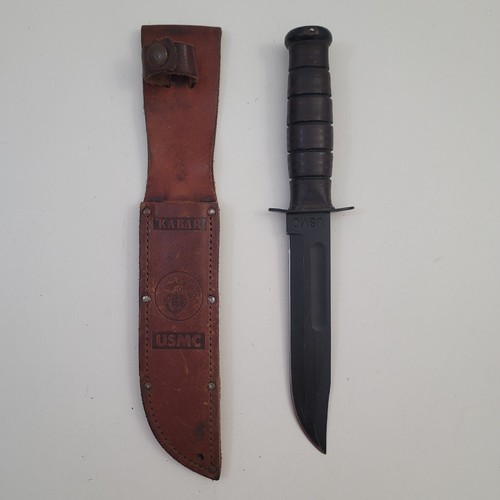 KA-BAR USMC Olean NY 12" Kampfmesser mit Ledermantel