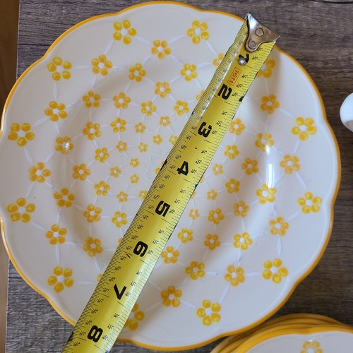 Franciscan Interpace Yellow Dishware Set - 4 Mugs, 4 Saucers, 3 Plates, 3 Bowls - Picture 6 of 12