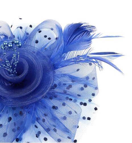 Fascinators Hats for Women Tea Party Headband Kentucky Derby Hats Blue - Bild 3 von 6