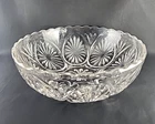 Vintage Scalloped Anchor Hocking Medallion Clear Glass Round Serving Bowl 8" Dia