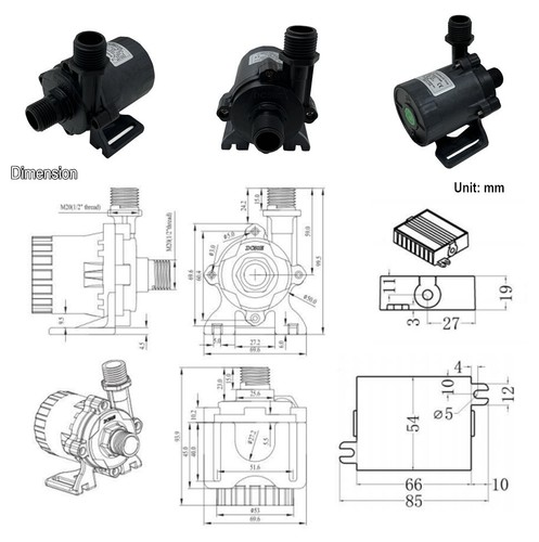 High Pressure Pumps 1560LPH 15M High Lift, 5-24V DC Submersible Small Water Pump - Picture 4 of 15