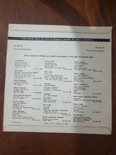 45 giri T"RIO LOS PARAGUAYOS" PHILIPS 1959 4 brani - Foto 2 di 3