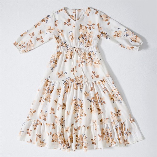 Muslim Floral Kids Long Sleeve Dress Islamic Girls Children Kaftan Abaya Ramadan - Picture 12 of 54