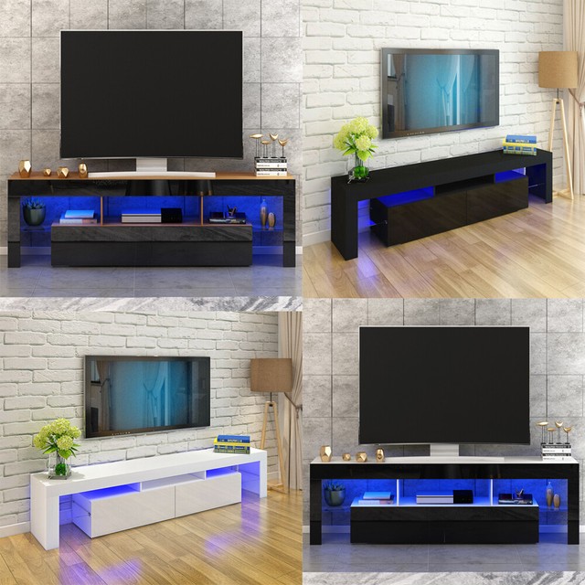 Designer High Gloss White Coffee Table Tv Unit With Black Glass Top Drawer For - Black Glass Coffee Table With Led Lights Designer High Gloss White Coffee Table Tv Unit With Black Glass Top Drawer For - Black Glass Coffee Table With Led Lights