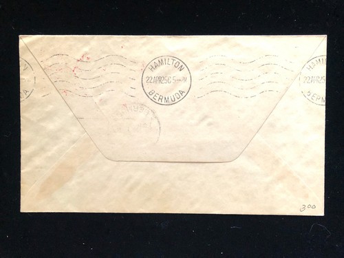 NY NEW YORK AIR MAIL SERICE APR 15 1925 COVER VIA AIRSHIP LOS ANGELES TO BERMUDA - Picture 2 of 2