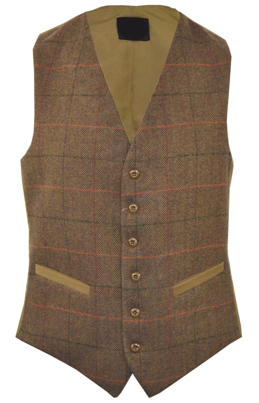 Mens Classic Wool Blend Derby Tweed Check Waistcoat Herringbone Formal ...