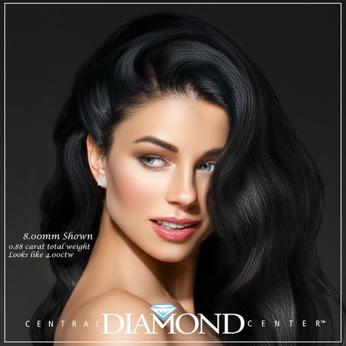 9 Stone Diamond Cluster Stud Earrings in 14K Gold 1.00ct-4.00ct, Lab Created - Picture 27 of 29
