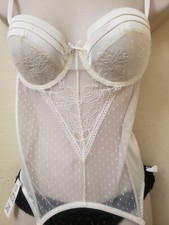 Vintage Lace Boned Corset Girdle with Garters, Small