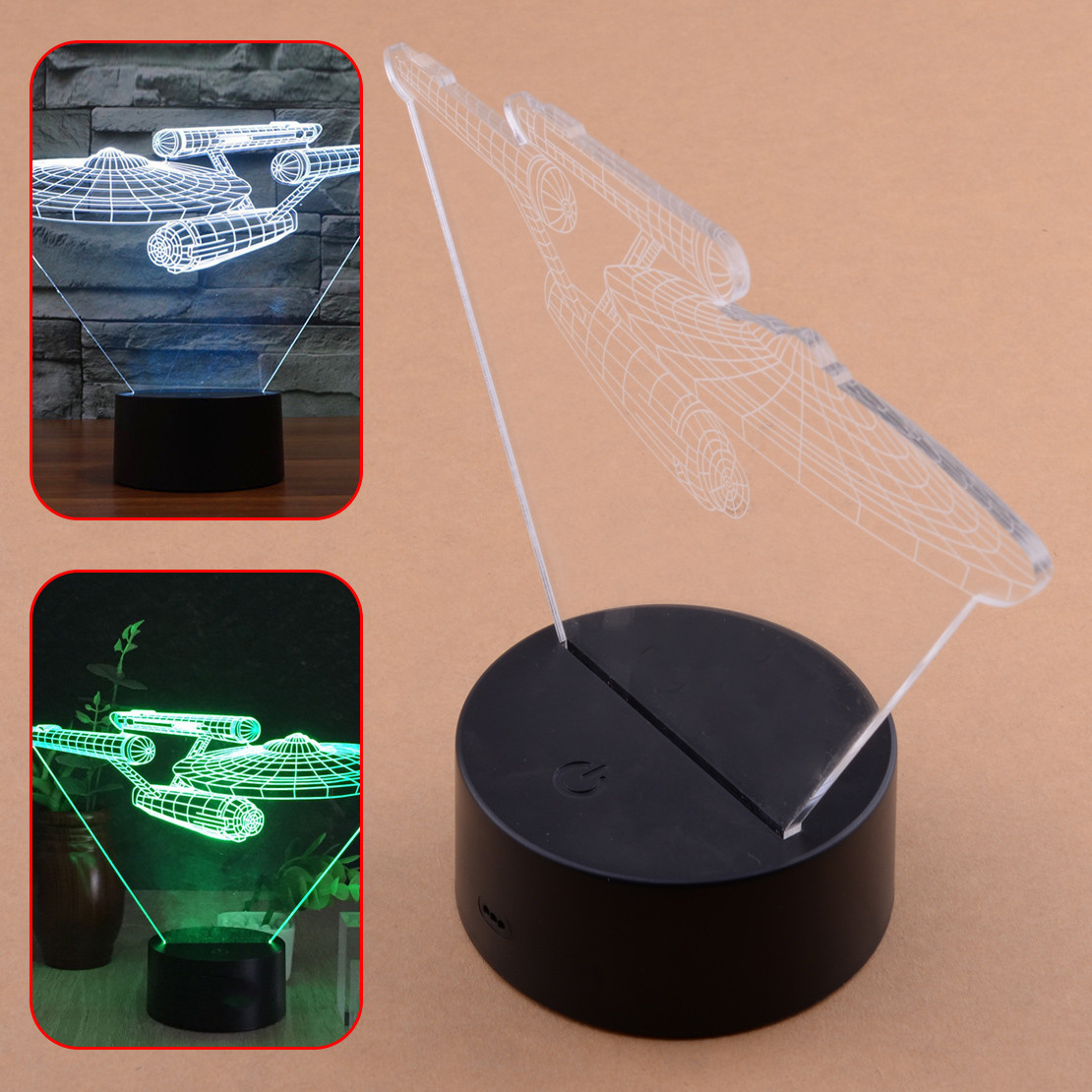 3D Star Trek USS Enterprise LED Night Light 7 Color Touch Switch Table Desk Lamp