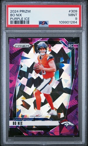 2024 Panini Prizm - Rookie Bo Nix #309 Purple Ice Prizm /225 (RC) PSA 9 Broncos