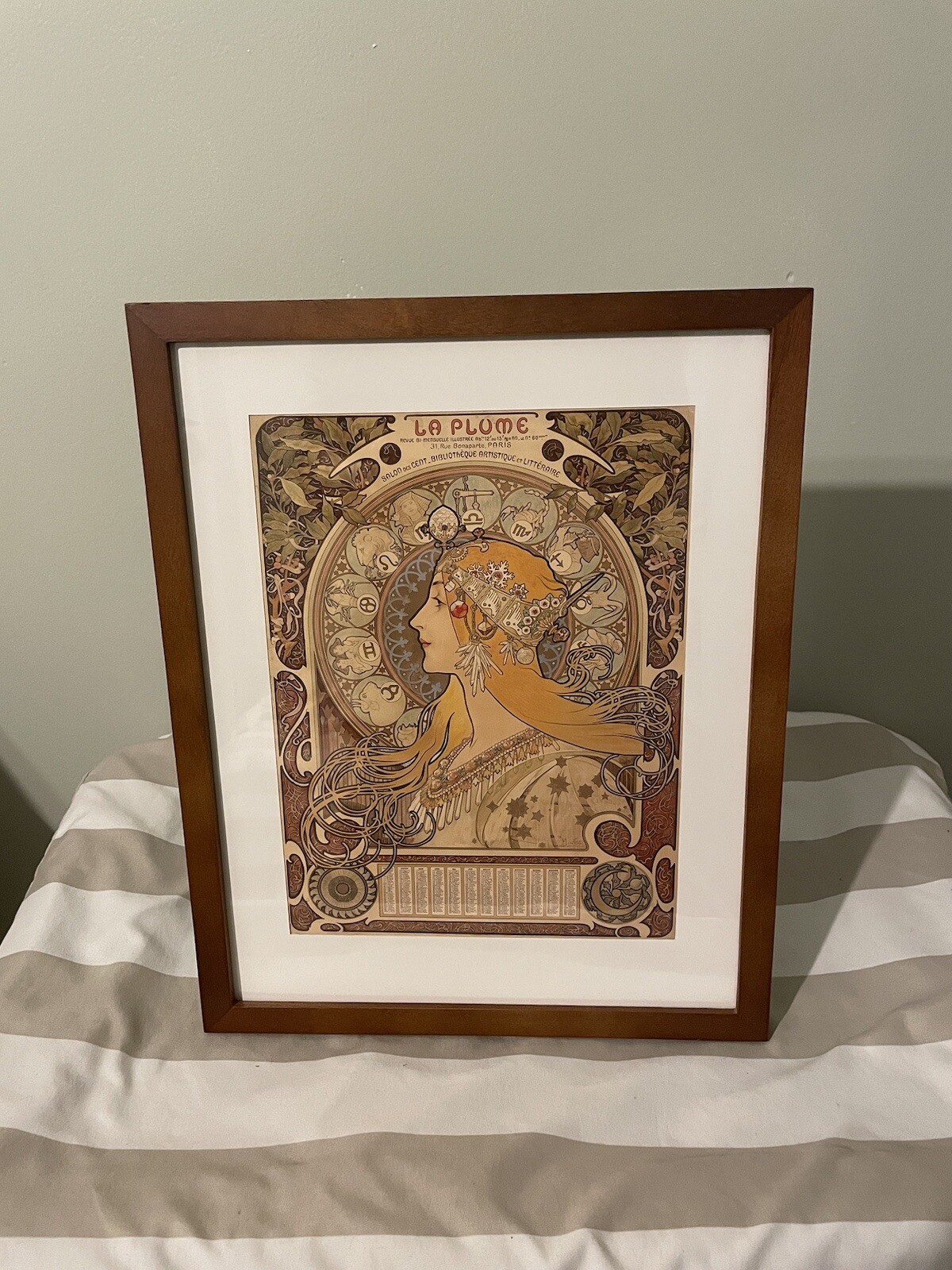 Mucha 1896 Zodiac Framed Print La Plume 12x15 Art Nouveau Astrology Halloween - Picture 2 of 3