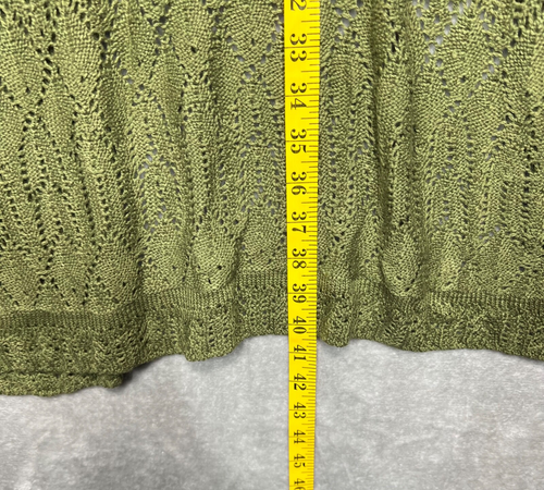 Vorne offen Häkel Strick Cardigan Damen XL olivgrün Oma Core Duster - Bild 7 von 11
