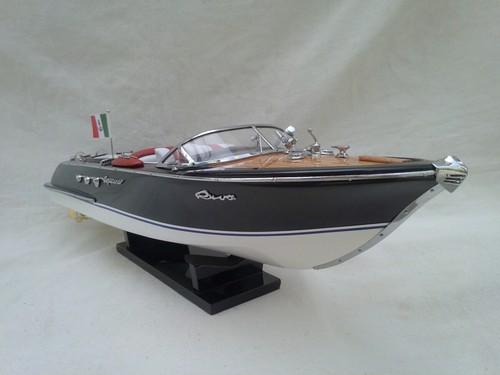 Free Shipping New Riva Aquarama 21" White-Red Seat Quality Wood Model Boat L50cm - Picture 2 of 10