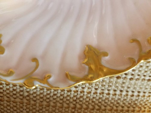 Antique Haviland & Co Limoges France Tea Cup Saucer Pink Spiral Ribbed Scalloped - Picture 12 of 13