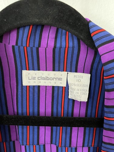 Vintage multicolored stripped, Liz Claiborne 100% silk, single button blazer,10P - Picture 7 of 9