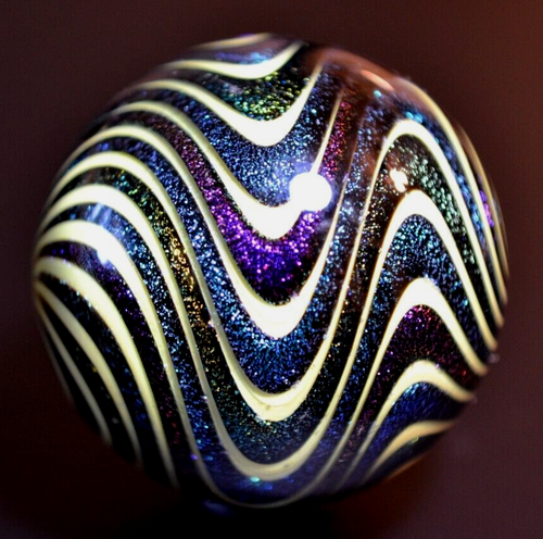 HOT HOUSE GLASS MARBLE/1.954"-R A R E GIANT DICHROIC BANDED SWIRL #262-SAPPHIRE - Picture 9 of 12