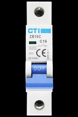 CTI 16 AMP CURVE C 6kA MCB SCHUTZSCHALTER ZB16C