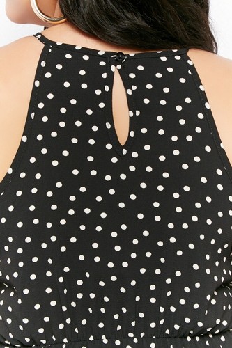 Lilian schwarz & weiß vorne zum Binden gepunktetes Kleid - Größe 1X - Bild 4 von 5