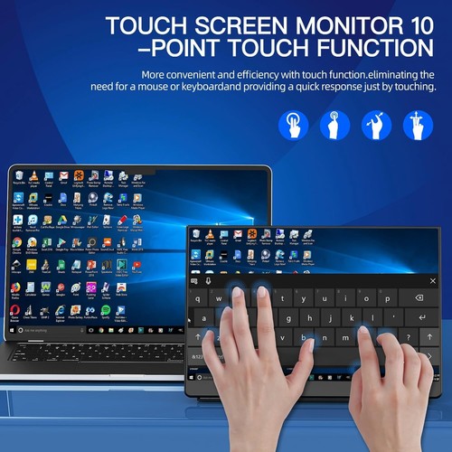 Wanlusiri Portable Monitor Touchscreen 16in FHD IPS 10-Point Touch Screen USB-C - Picture 3 of 16