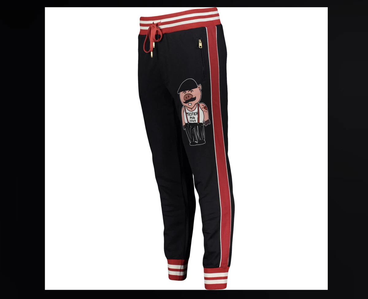 DOLCE GABBANA Black MISTER PIG PRINTED Joggers Pants S SMALL