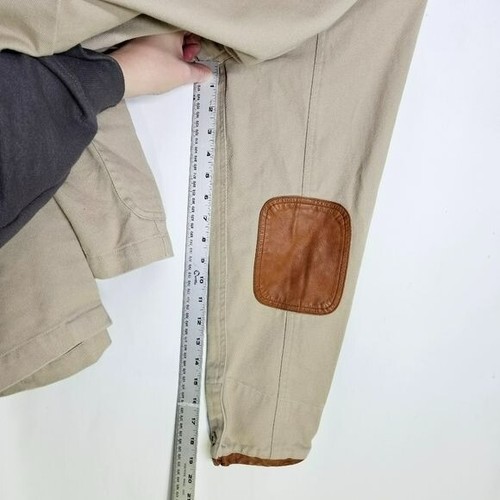 Roundtree & Yorke Outfitters Khaki Blazer Jacket Leather Elbow Patches Cotton M - Picture 16 of 16