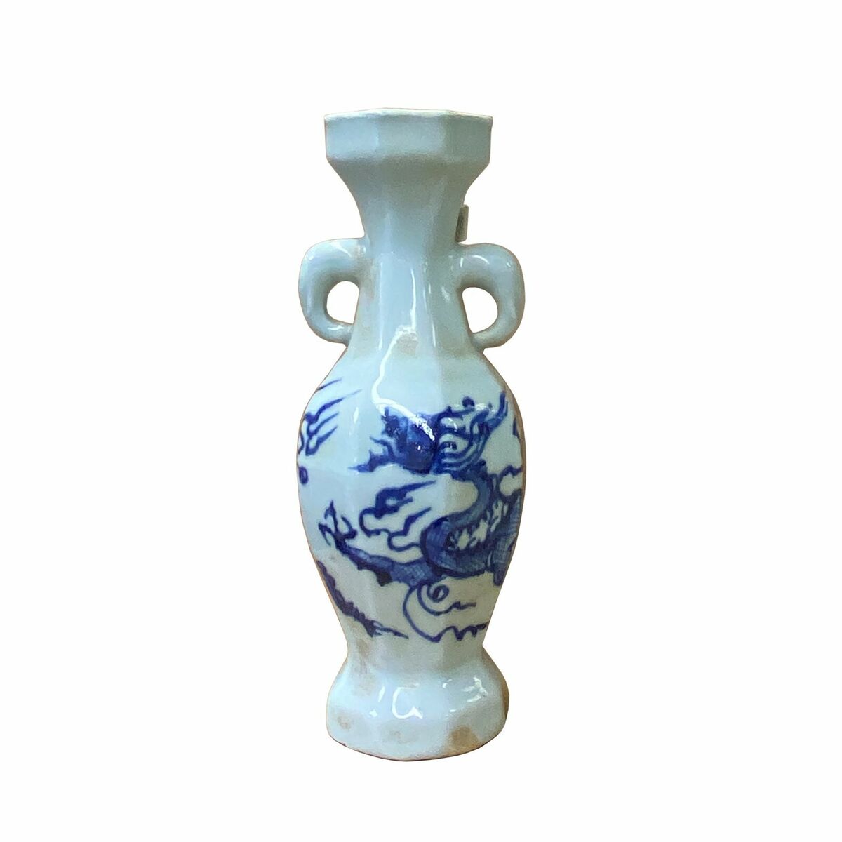 Chinese Blue White Porcelain Dragon Octagonal Round Shape Small Vase ws1630S Chinese Blue White Porcelain Dragon Octagonal Round Shape Small Vase ws1630S