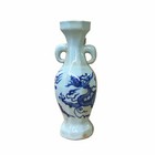 Chinese Blue White Porcelain Dragon Octagonal Round Shape Small Vase ws1630