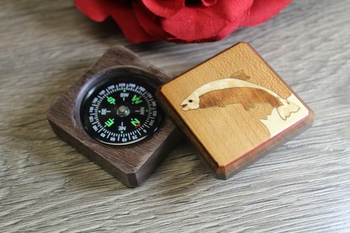 Caja Brújula Bolsillo Militar Camping Ejército Senderismo Camping Peces Hecha a Mano  - Imagen 1 de 4