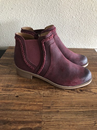 Earth Women's Nika Ankle Boots Leather Round Toe Block Heel Side Zip 8.5W Red - Picture 2 of 20