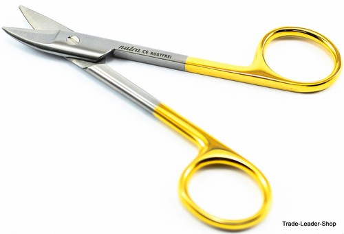 5x Crown Scissors curved 10,5 cm TC surgical shears gold teeth dental dentist - Picture 3 of 4