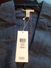 NWT Eileen Fisher Cotton Tencel Fine Slub Chambray Jacket Blue Sz XS, MSRP: 198