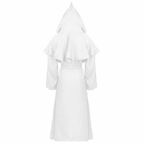 Renaissance Priest Sorcerer Robe Halloween Cosplay Costume Hooded Cape Unisex - Picture 7 of 32