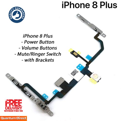 NEW iPhone 8 Plus Power Volume Buttons Mute Switch Camera Flash Flex w/Brackets